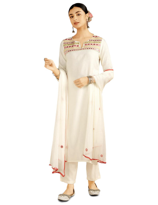 Kaari Rayon Staple WomenS Kurta Set (Kaaaw24Wskd-92030_Frangipani Cream
