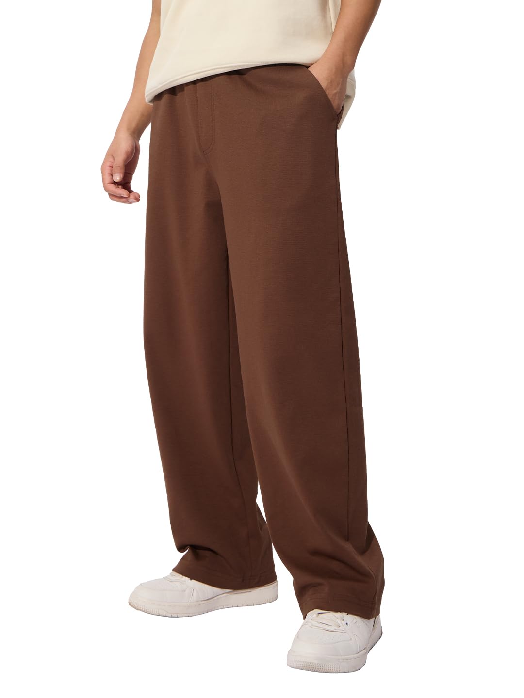 The Souled Store Tan Brown Men and Boys Cotton Blend Loose Fit Korean Joggers