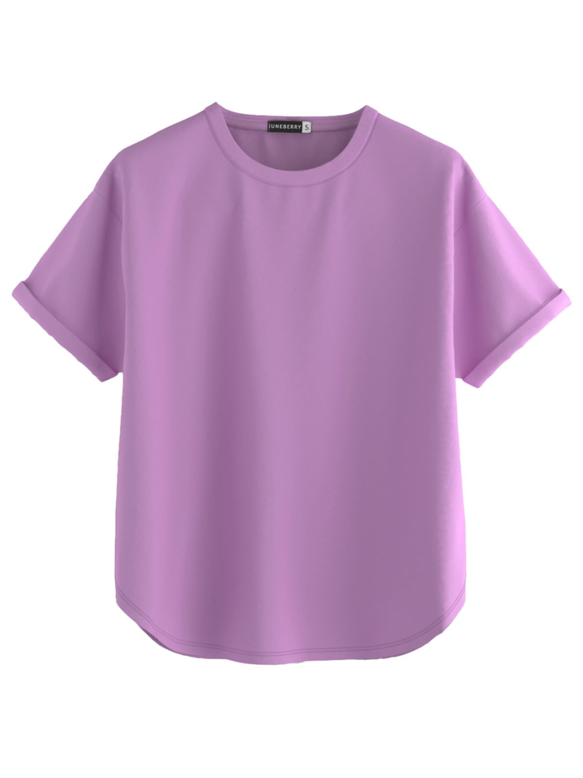 Juneberry Pure 100% Cotton Oversized Loose Baggy Fit Round Neck With Drop Shoulder Black & Cork & Lilac Half Sleeves Boyfriend T