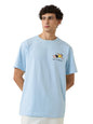 The Souled Store Relaxed T-Shirt: Work Life Balance Men and Boys Short Sleeves Round Neck Blue Graphic Printed Regular Fit Cotto