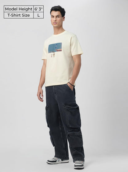The Souled Store Looney Tunes: The End Men and Boys Short Sleeves Round Neck Off White Graphic Printed Cotton Relaxed Fit Breath