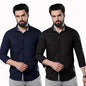 Pinkmint Shirt for Men ll Cotton Long Sleeve Shirt ll Spraed Collar Summer Shirt (Pack of 2)