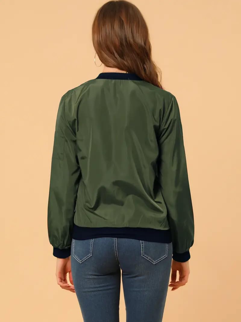 TAGAS Womens Solid Bomber Jacket  Lightweight Zip-Up Stylish Casual Wear  Full Sleeve Windcheater for Girls & Women