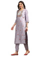 ishin Floral Embroidered Thread Work Silk Chiffon Straight Kurta with Trousers & Dupatta | Kurta set for women | Kurta with trousers and dupatta