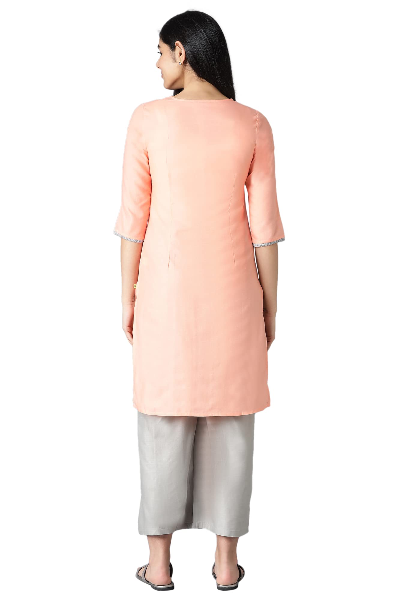 Aurelia Women Embroidered Cotton Blend Kurta Set with Palazzos