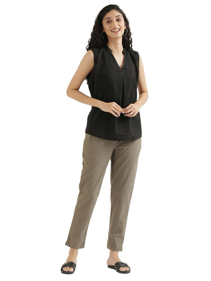 Digital Shopee Women Cotton Pant Stretchable Regular Slim Fit Trouser | Pocket Pants For Office | Cotton Casual Pant For WomenS