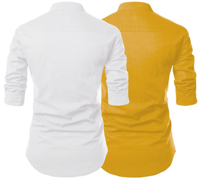 Zartha MenS Regular Fit Solid Pattern Cotton Blend Kurta With Spread Collar Long Sleeve And Standard Length | Shirt For Man
