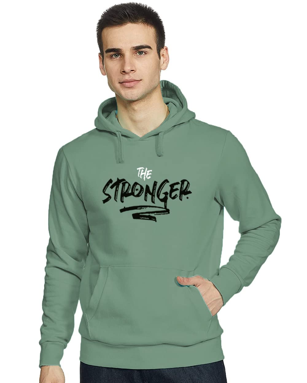 ADRO Men and Women's Cotton The Stronger Hooded Neck Sweatshirts (H20-M-SGR-PT_Pista)