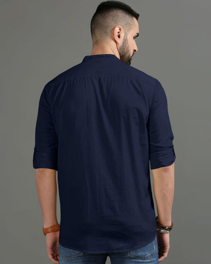 Finivo Fashion MenS Regular Fit Cotton Blend Kurta Shirt | Full Sleeve Ethnic Shirt With Mandarin Collar And Button Placket | C