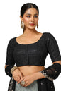 Soch Womens Black Georgette Embroidered Padded Blouse With Sequins