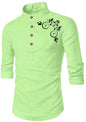 Deemoon MenS Full Sleeve Short Kurta Shirt With A Trendy Mandarin Collar Crafted From A Premium Cotton Blend For Comfort Ideal