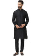 SOJANYA (Since 1958 Men's Black Dupion Silk Kurta & Churidaar Pyjama