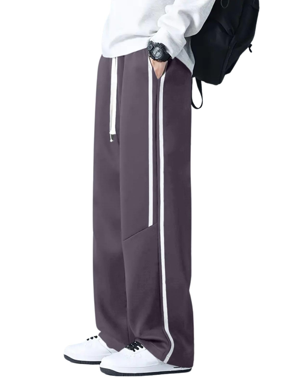 Greciilooks Men High Rise Casual Trousers Pants | Regular Trouser Loose Fit | Sports Stylish Treck Pant | Sweatpants | (Sports |