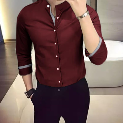 Tee Projekt Mens Shirt Solid Cotton Long Sleeve Button Down Beach l Office l Home (Pack of 1)