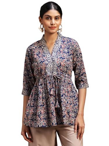 Libas Womens Printed Cotton A-Line Kurti For Women