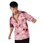 Campus Sutra Mens Wine Red Tie-Dye Utility Oversized Shirt for Casual Wear | Spread Collar | Short Sleeve | Button Closure | Ov