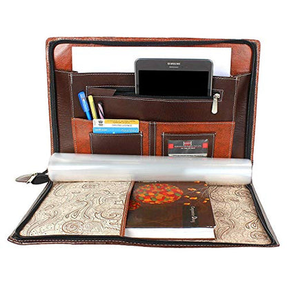Eclet Size Document File Folder Certificates, Legal Paper Holder PU Leatherette Material Professional Waterproof Chain File Offi