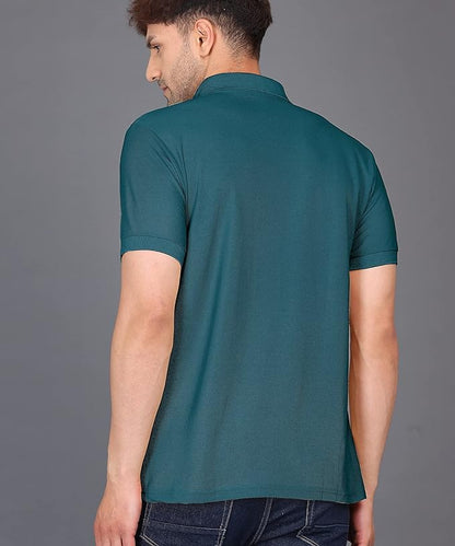 Baghadbillo MenS Regular Fit Solid Polo Half Sleeve T-Shirt Teal