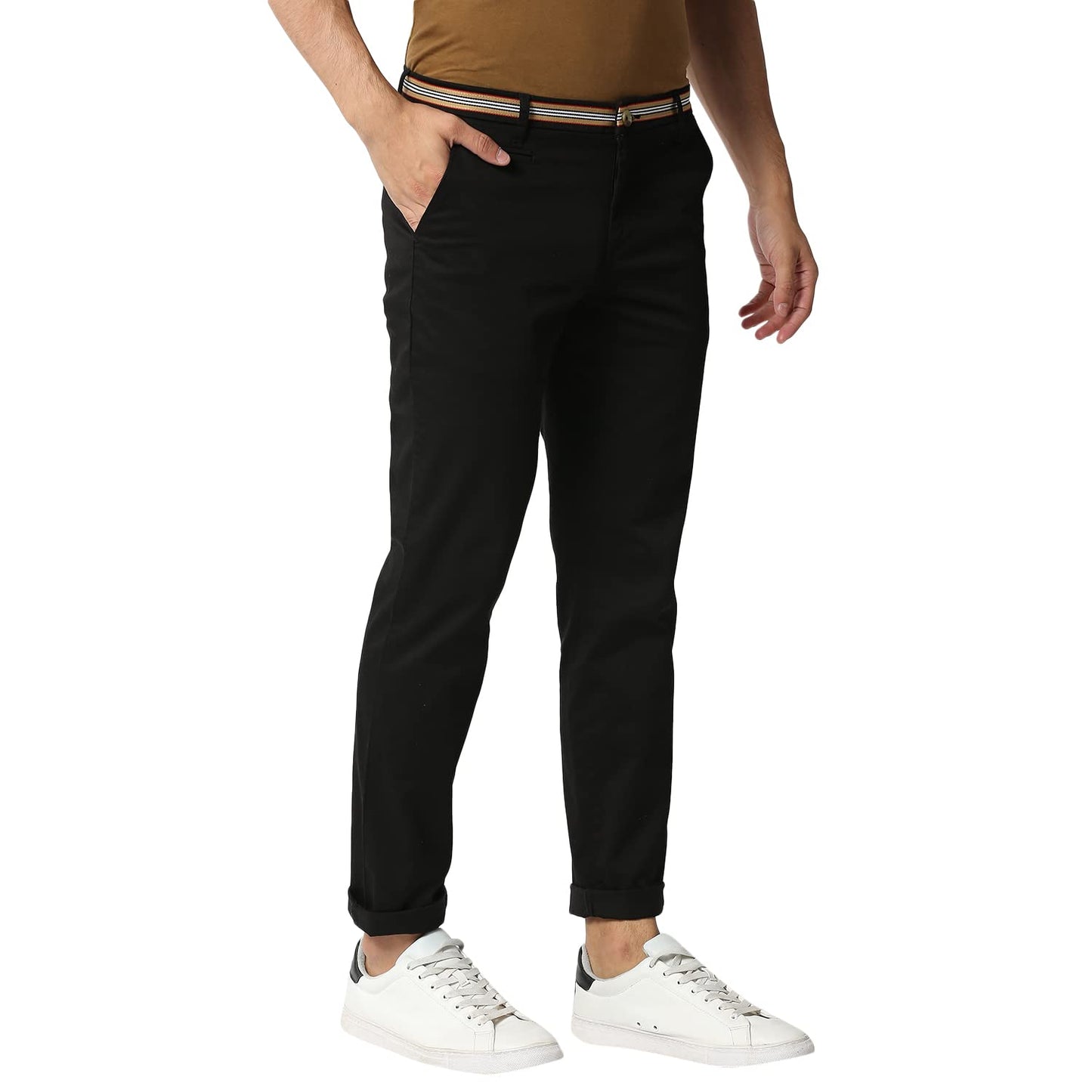 Thomas Scott Mens Solid Slim Fit Trouser Coal Black