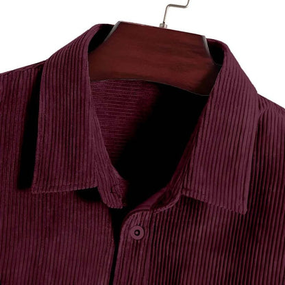 Deelmo MenS Full Sleeve Corduroy Shirt | Stylish Textured Casual Button-Down Shacket For Autumn Winter | Dual Pocket Front Desig