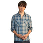 Campus Sutra Mens Steel Blue Tartan Plaid Shirt | Casual Wear | Spread Collar | Long Sleeve | Button Closure | Shirt Crafted wi
