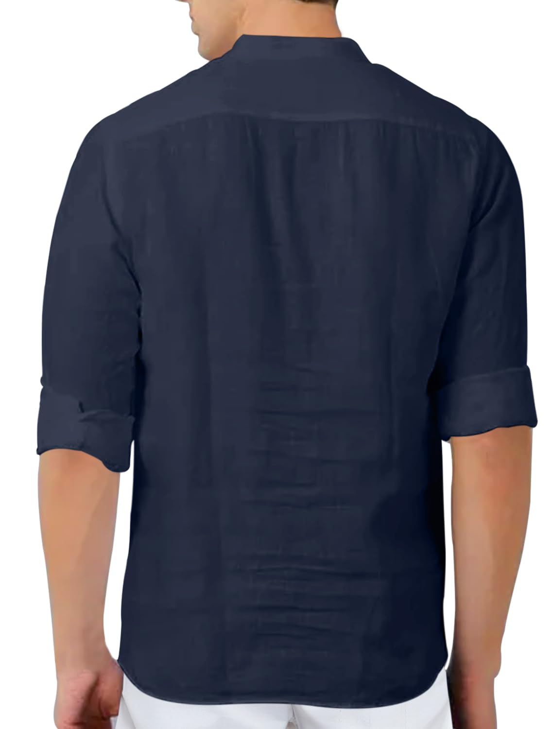 Finivo Fashion MenS Cotton Blend Full Sleeve Regular Fit Short Kurta Navy
