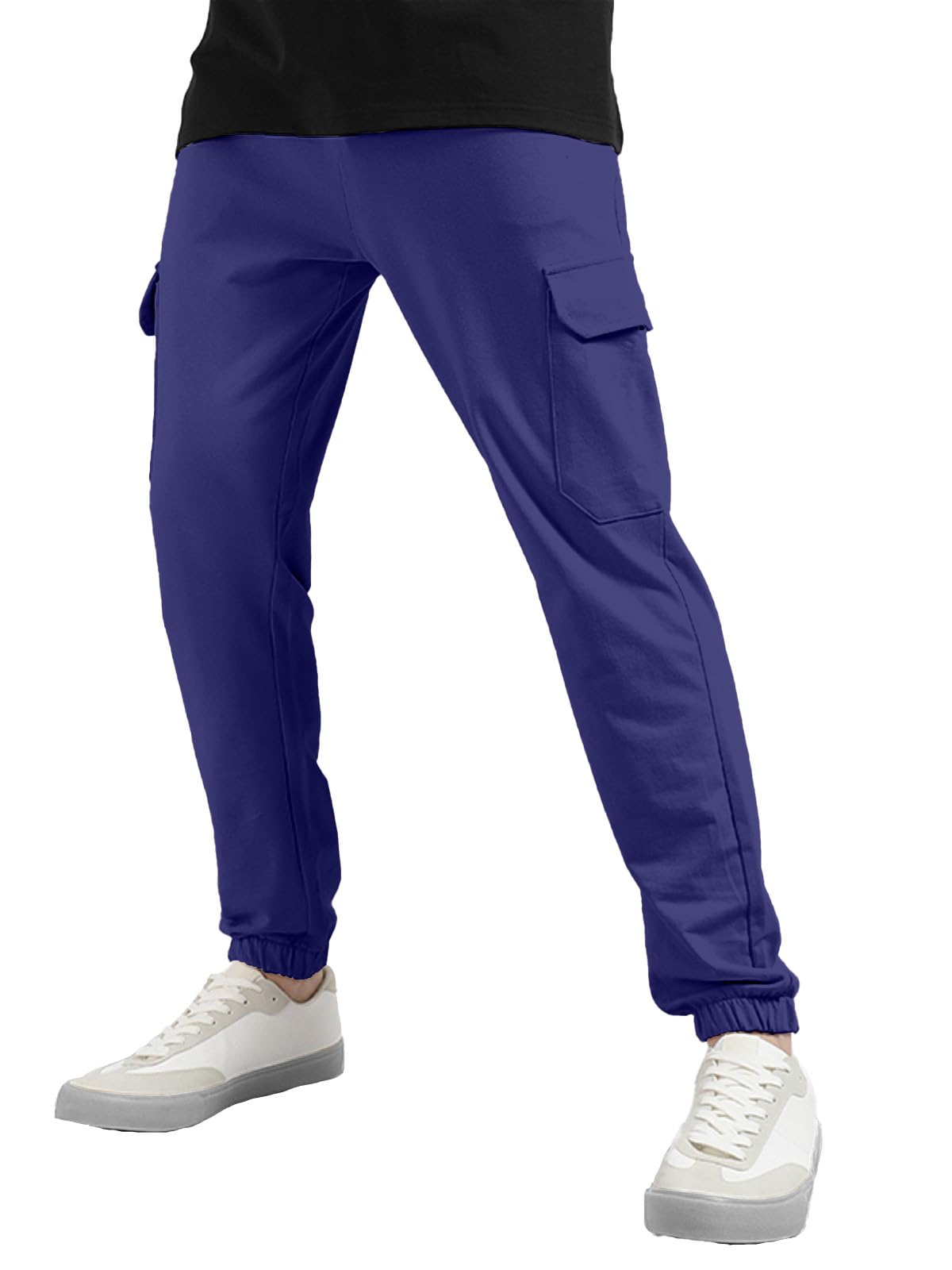 Veirdo Mens 100% Cotton Regular Fit Skipperblue Mid Rise Trackpants with Pocket