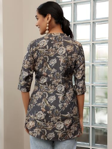 Libas WomenS Silk Blend Printed Straight Kurtis (58162O_Grey