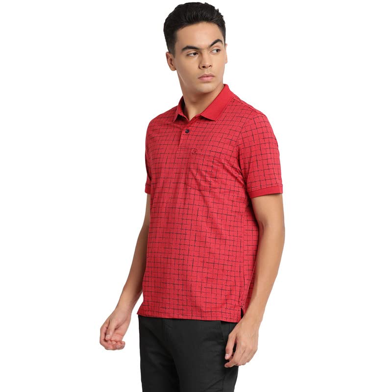 Turtle Men Cotton Red Printed Polo Neck T-Shirts