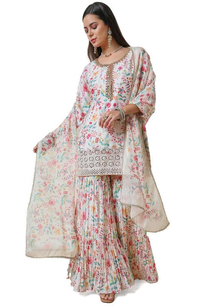 Soch Womens Cream Brasso Botanical Print Suit Set With Dupatta