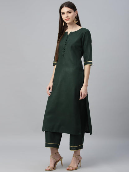 Libas Womens Cotton Kurta Sets (6871_Green