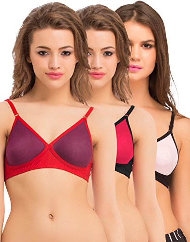 Clovia WomenS Pack Of 3 Non Padded T-Shirt Bra (Combbr551_Multi-Coloured_34C)