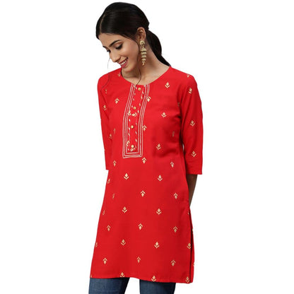 anubhutee Women's Viscose Regular Ethnic Motifs Printed Kurti