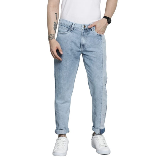 The Indian Garage Co Men Dad Fit Two Toned Mid-Rise Jeans Blue