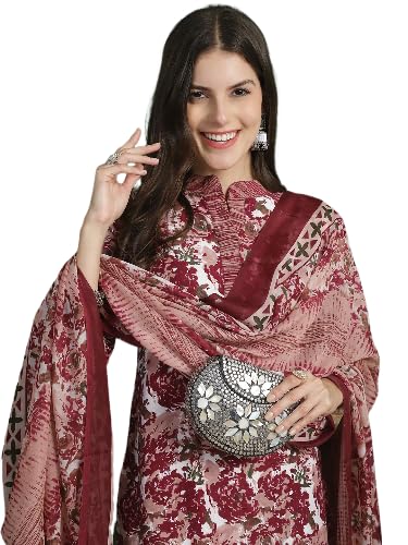 Pinkmint Straight Cotton Printed Kurta And Pant Set With Fancy Dupatta 3 Piece Suit Set Festival