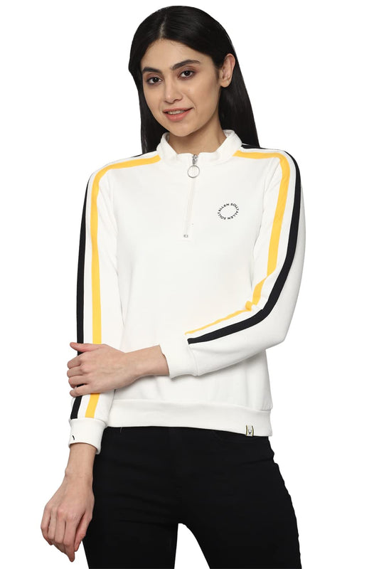Allen Solly Women Regular Fit Striped Casual Cotton Full Sleeve T-Shirt