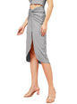 OOMPH! Ribbed Lycra Sarong Style Skirt, Grey - msk252