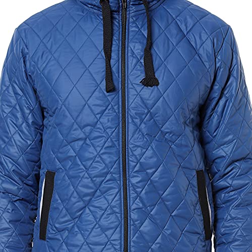 Campus Sutra Mens Black Solid Quilted Puffer Regular Fit Bomber Jacket for Winter Wear | Hooded Collar | Full Sleeve | Zipper |
