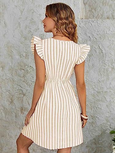 Greciilooks Western Dress For Women| Striped Pattern Dress| Button Ruffle Sleeve Western Dress| Dress For Girls| Summer Wear Dre