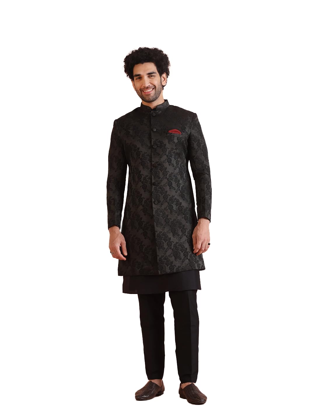 Kisah Sherwani Set For Men  Silk Blend Jacquard Textured Indo Western Sherwani With Kurta And Trouser | Designer Ethnic Outfit F