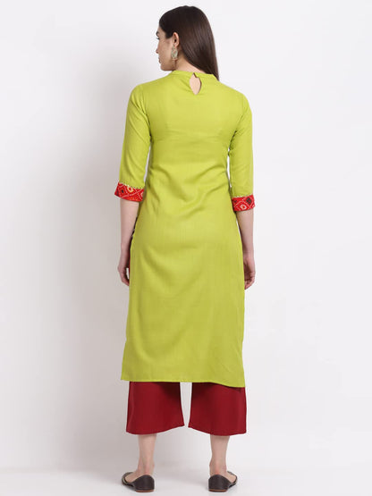 GoSriKi Women's Cotton Blend Straight Kurta with Palazzo (PUCHI-GO)
