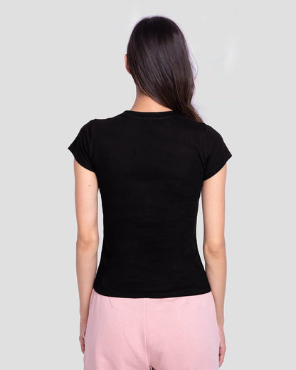 Bewakoof Womens Graphic Printed 100% Cotton T-Shirt - Slim Fit, Round Neck, Half Sleeves