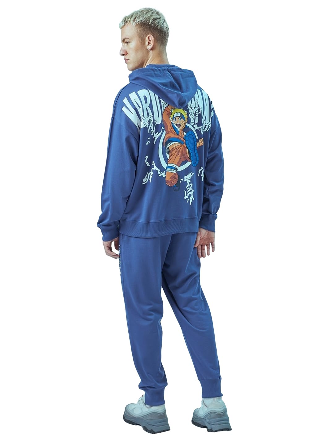 Bewakoof Official Naruto Merchandise Mens Graphic Printed Oversized Fit Terry Co-ordinates_619985_Blue_XL