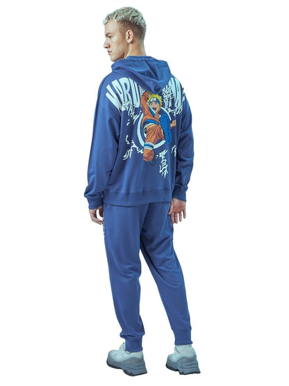 Bewakoof Official Naruto Merchandise Mens Graphic Printed Oversized Fit Terry Co-ordinates_619985_Blue_XL
