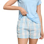 NYKD (NYS914 Checked Pure Cotton Shorts for Women | Relaxed Fit with Non Slip Elasticated Waistband, Adjustable Drawcord & 2 Sid