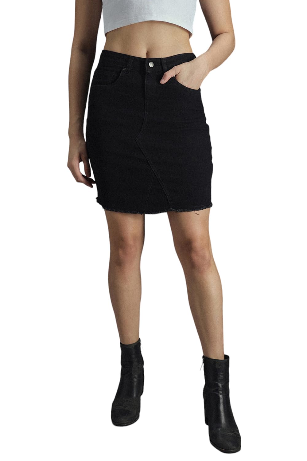 High Star Cotton Bodycon Skirt Black