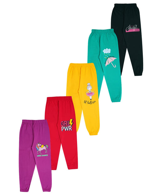 Kyda Kids GirlS Cotton Printed Regular Fit Track Pants 