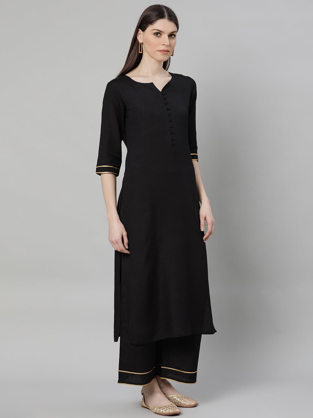 Libas WomenS Cotton Kurta Sets (6925_Black
