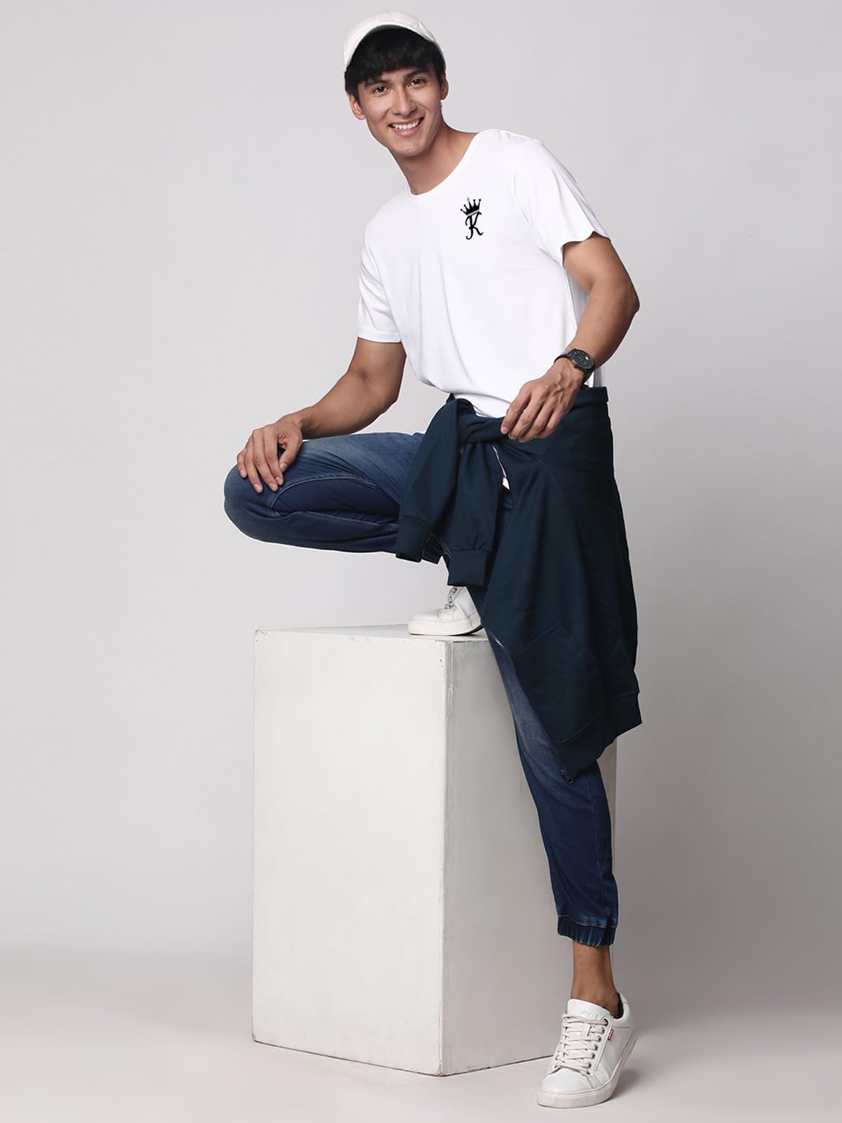ADRO T-Shirts for MenChest Printed T-Shirt for MenCotton Tshirt for Men|RN24-STICK-KK-WH