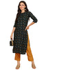 Patlani WomenS A-Line-Calf Langth Half Sleeve Crepe Kurti. Green